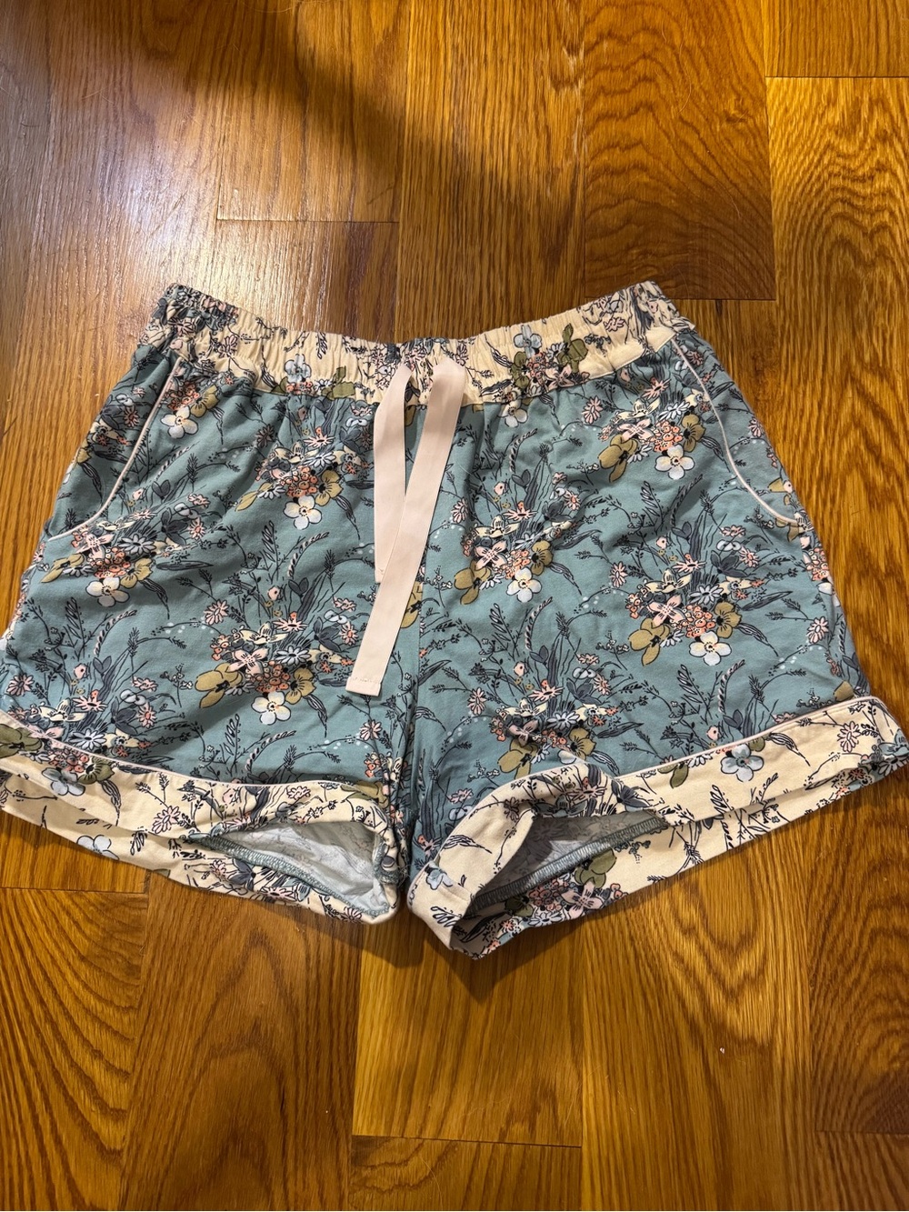 Vera Bradley Teal Floral Drawstring Lounge Shorts